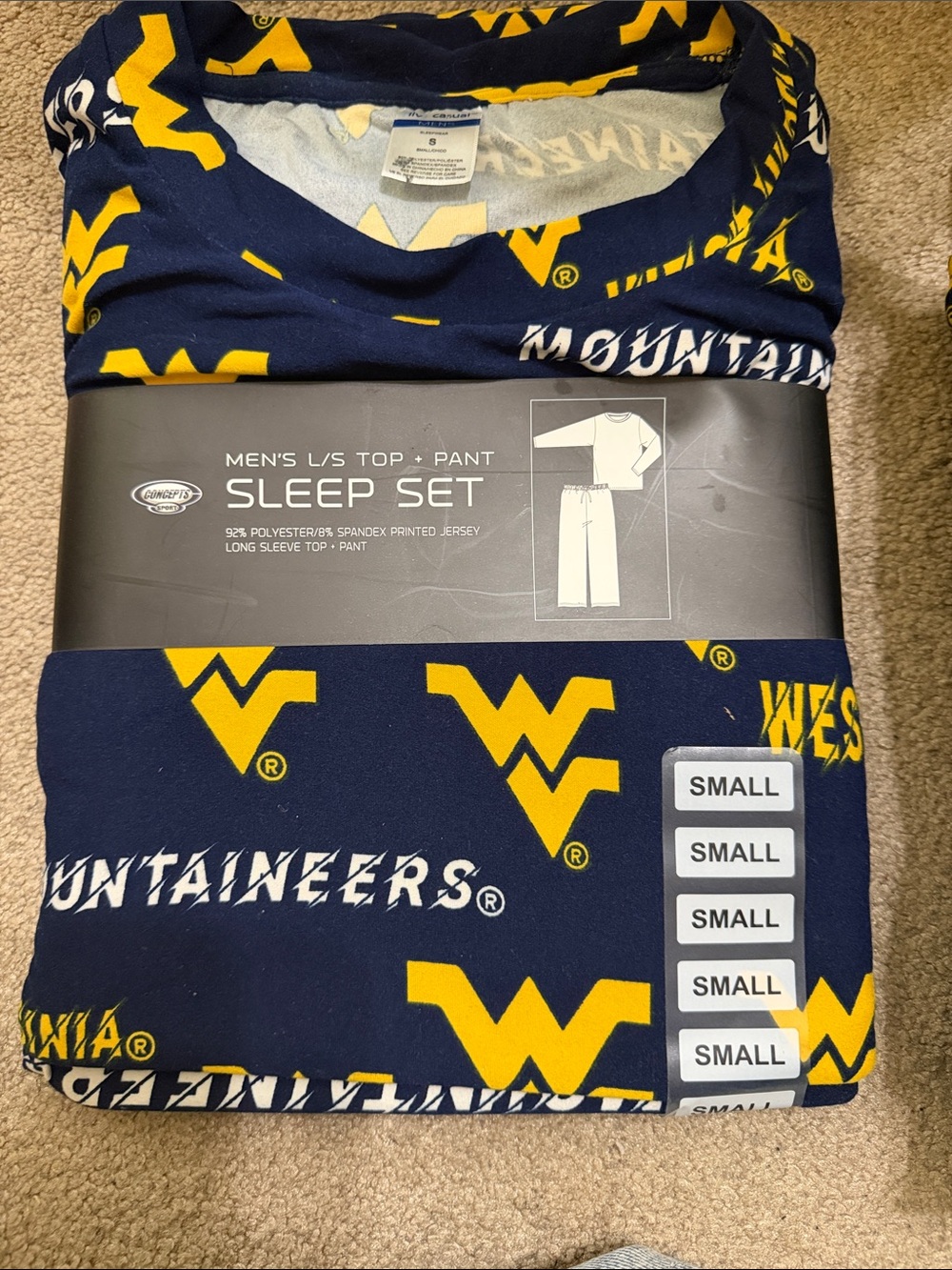 New West Virginia Mountaineers Navy & Gold Sleep Set - multiple sizes (S, M, XL) - Picture 6 of 7